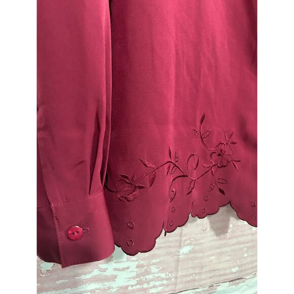 Vintage 80’s Joanna Blouse Cranberry Size XL - Picture 7 of 7